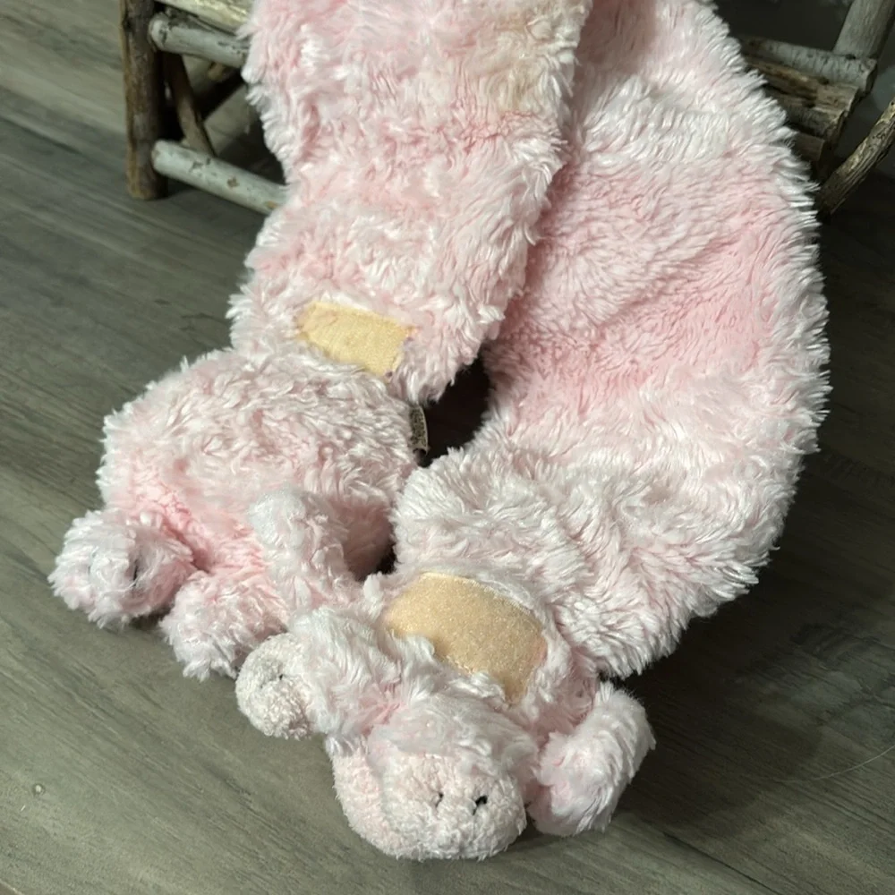 PRE OWNED VINTAGE BESTEVER PINK FAUX FUR GIRL'S POODLE SCARF AND POODLE MITTENS